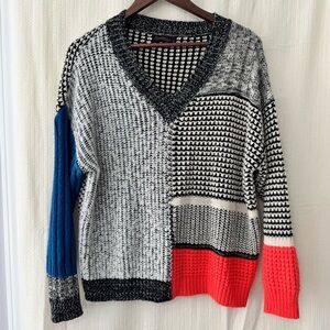 Chic V-Neck Colorblock Sweater